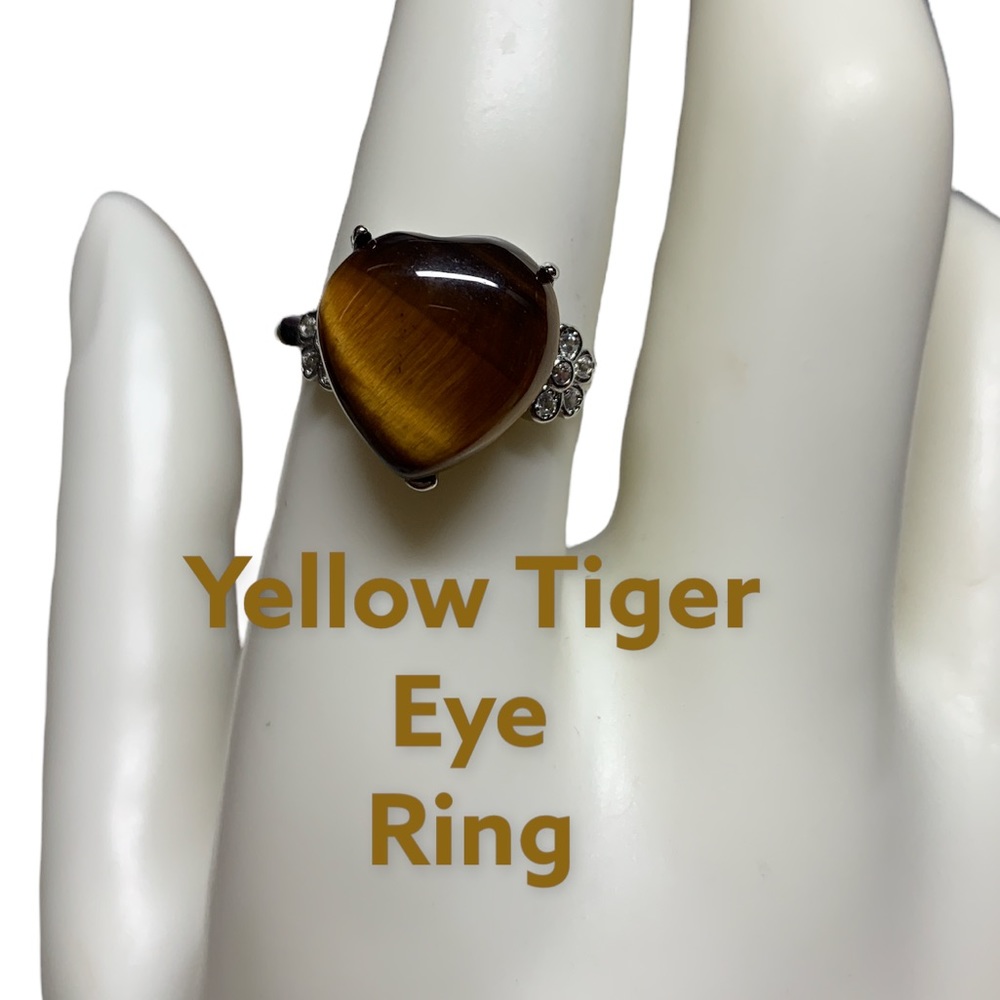 ✨Gorgeous Yellow Tiger Eye Adjustable Stainless Steel Ring